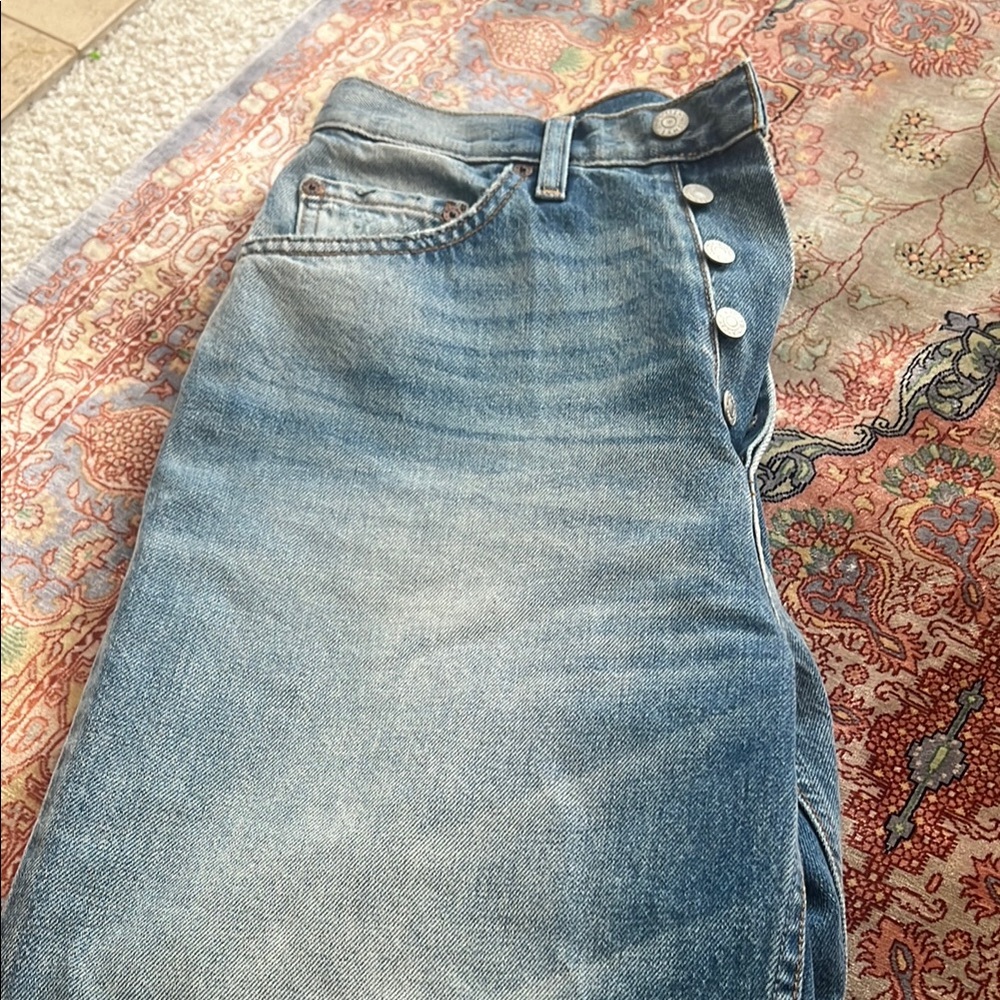 Boyish High Rise Blue Jeans with Vintage Wash